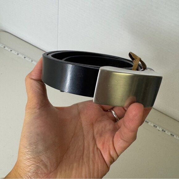 Vintage Guess Black Leather 90s Y2K Minimalist Belt Made in USA Size L - Picture 14 of 14